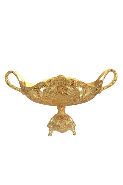 OEM Metal Fruit Bowl with Stand, Handles, and Floral Pattern, 39x21 cm