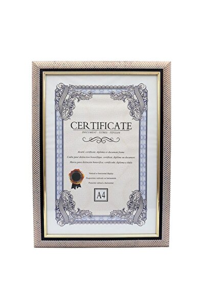 OEM Photo Frame A4 Format, Wood Imitation with Black and Gold Stripe, 24x32cm