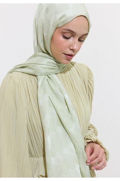 Freshscarfs Nori Silky Jacquard Shawl Soft Green