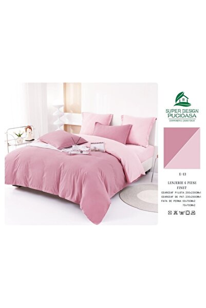 OEM Bed Linen Set, Bicolor, Finet, 6 Pieces, 230x250cm, Pink-Dusty Pink