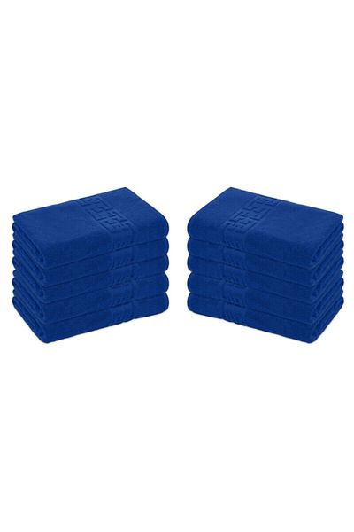 OEM Set 10 towels for bath, Cotton, Greek Border, 500g/m², 70x140cm, Navy Blue