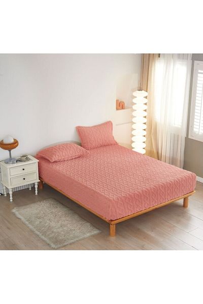 OEM Husa de pat cocolino 180x200 cm, 2 fete de perna, 2 persoane roz