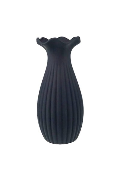 OEM Ceramic Vase with Wide Mouth and Stripes, 12x27 Black