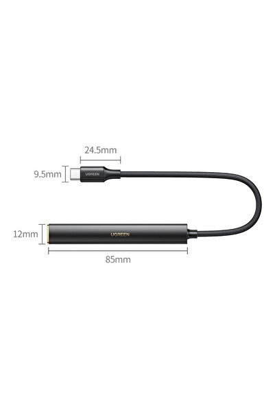 Ugreen Wzmacniacz słuchawkowy audio przejściówka adapter USB-C do mini jack 3.5mm czarny