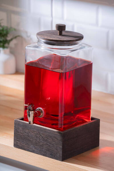 ACAR Dominic Ahşap Standlı Cam Sebil - 6 lt