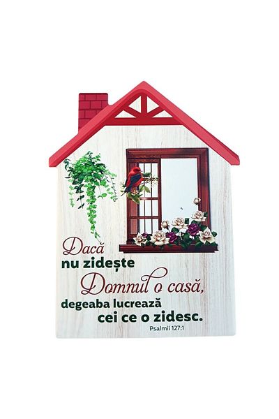 OEM Decorațiune murală ceramică în formă de casă cu citate biblice, M5, 15x20 cm
