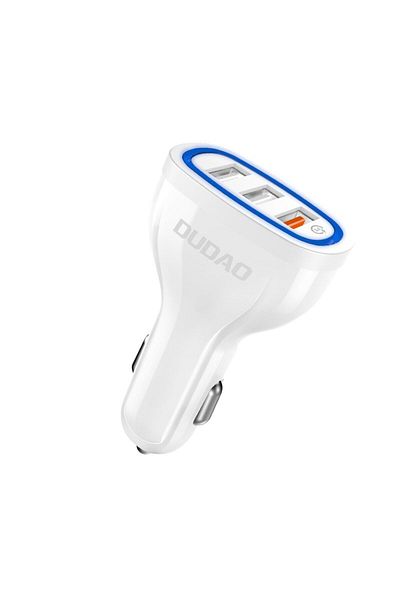 DUDAO Ładowarka samochodowa 3x USB Quick Charge 3.0 QC3.0 2.4A 18W biały