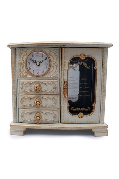 OEM Plastic Box with Patina Appearance, Three Drawers and Clock, M1, 21x19 cm