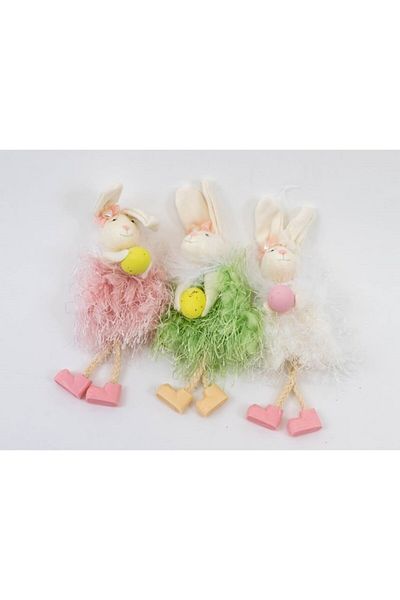 OEM Set de 6 Iepuri cu Rochițe, Material Textil/Polistiren, 16x7 cm, Multicolor