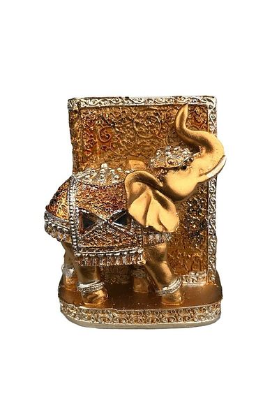 OEM Pen holder made of resin with elephant and crystal applications, 8x10 cm