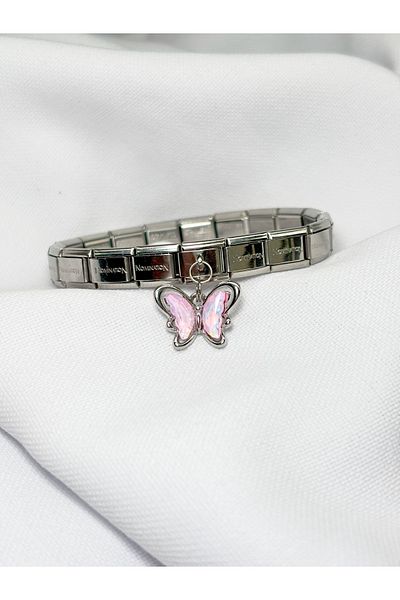 Sumen Butik Butterfly Figured Stone Hanging Steel Italian Charm