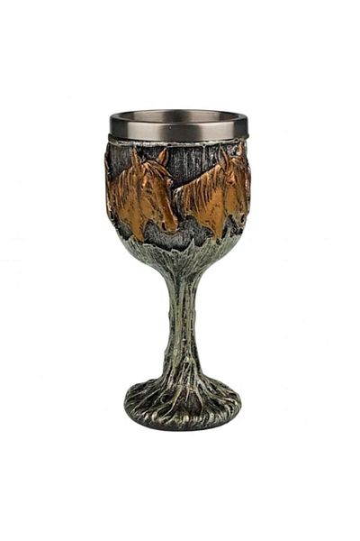 OEM Resin Goblet with Metal Interior and Horses