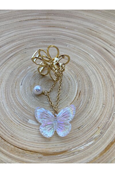 Gozibygoz Small Latch Buckle with Chain Detail in Flower Form and Pearl