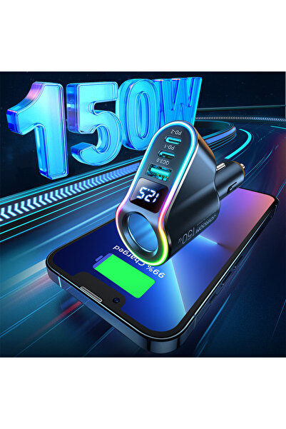 Joyroom Încărcător auto rapid 4 în 1 USB-A 2x USB-C PD 150W Negru