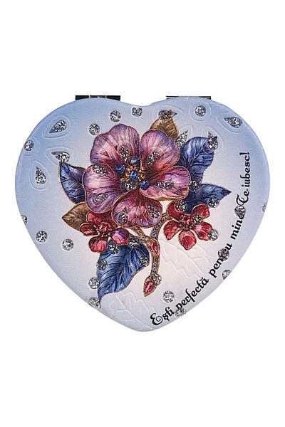 OEM Oglindă compactă în formă de inimă cu text pentru soție, 7x7 cm, multicoloră