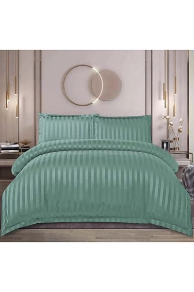 OEM Double Bed Linen Set, Uni, Damask, 4 Pieces, 2 Persons, 180x200cm, Light Green