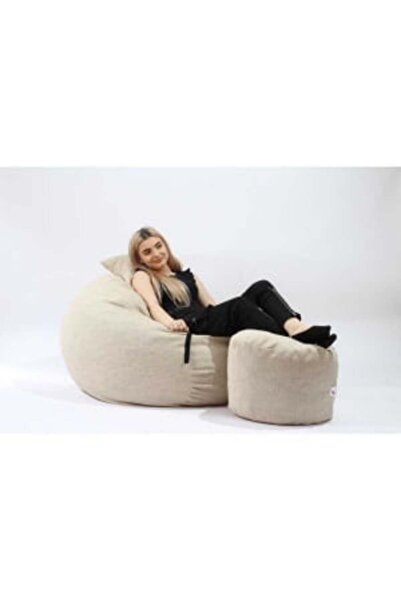 Pufrelax Matusalem Armchair Set with Ottoman (footrest) and Cushion, Textile Material - Angora Grey