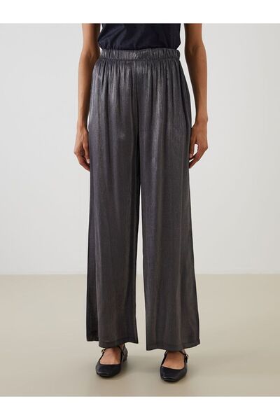 LC Waikiki Black Elastic Waist Shiny Look Women's Trousers