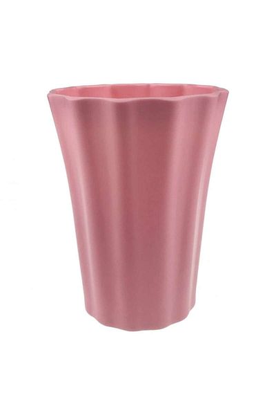 OEM Vază din plastic cu striații 14x18 cm roz