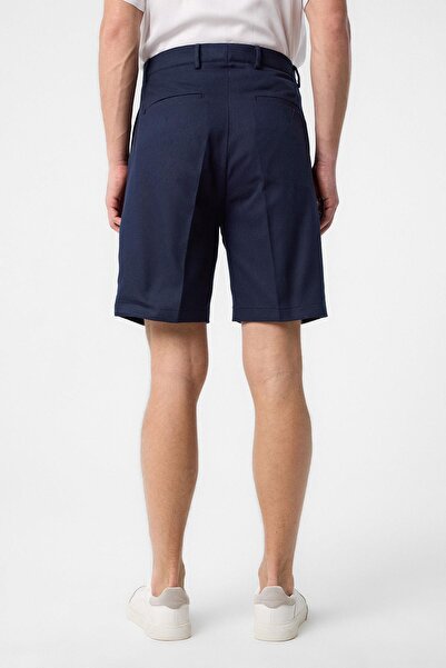 Antioch Navy Blue High Waist Pleated Men's Shorts