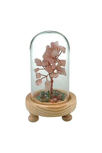 OEM Decorative Tree in Dome with Adventurine Stones, 8x14 cm, Pink