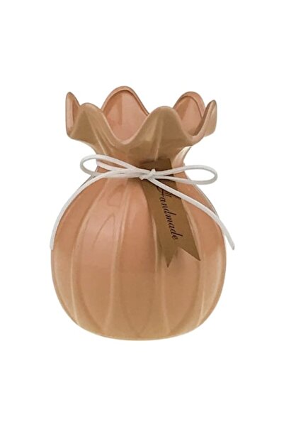 OEM Vază ceramică cu gură ondulată și dantelă decorativă, 11x14 cm