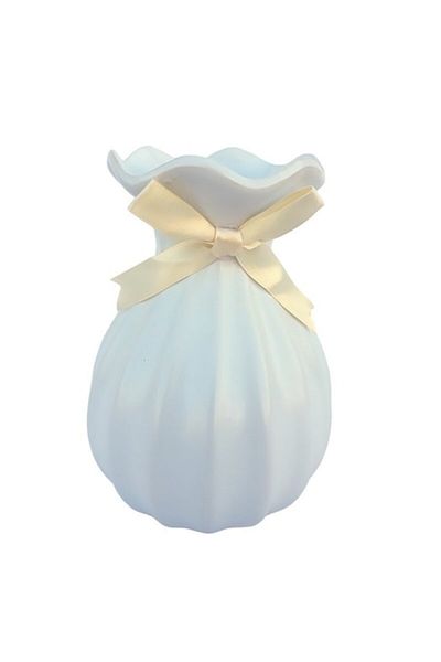 OEM Vază ceramică fină, formă rotunjită cu fundă, 20 cm, albă