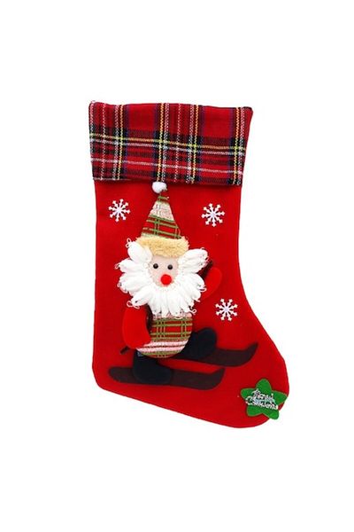 OEM Set 12 bucati Decoratiune pentru Craciun, din material textil, in forma de cizma, 24x38cm