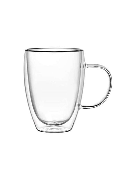 OEM Cană de cafea cu pereți dubli, 450 ml, 14x8,5 cm, transparentă