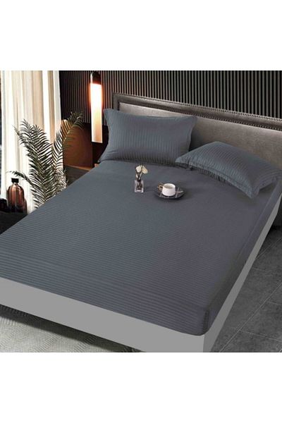 JOJO HOME Bed cover, with elastic, Jojo Home, Damask, 2 persons, Plain, 160x200cm, Dark Grey