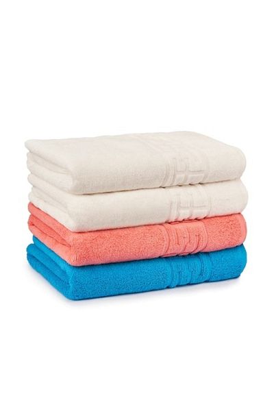 OEM Set 4 Towels White Coral Turquoise 70x140cm 100% Cotton 550gr