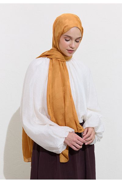 Freshscarfs Nori Silky Jacquard Shawl Cinnamon Bark