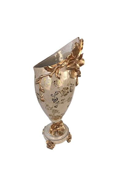 OEM Vaza din rasina cu model floral, 19x41 cm