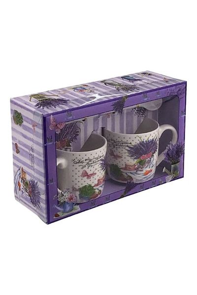 OEM Set format din doua cani cu lingurita, cu lavanda