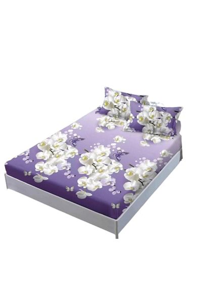 OEM Set cearșaf și fețe de pernă, Finet, 3 piese, dimensiune unică, imprimeu orhidee, 140x200cm, multicolor
