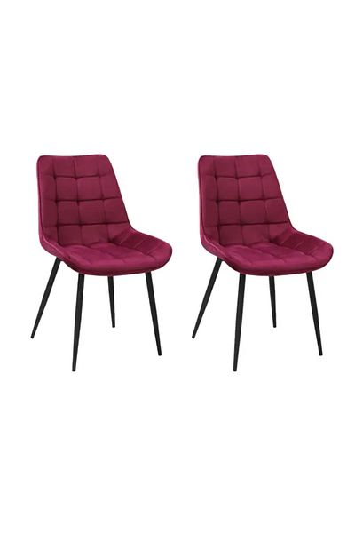 Casafun Set of 2 Comfort Style chairs, wooden frame, velvet fabric, black metal legs, living room, HoReCa, cafe