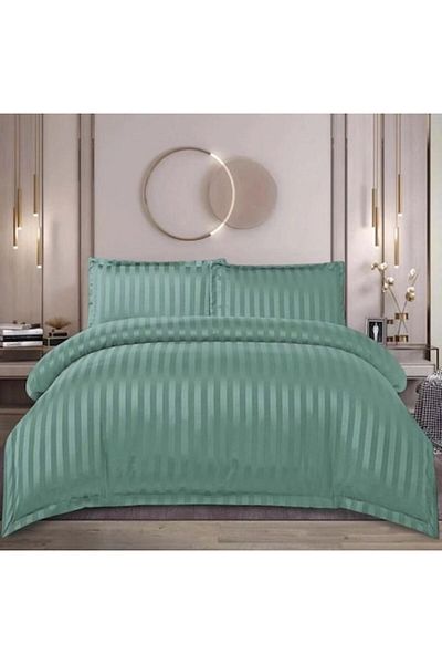 OEM Double Bed Linen Set, Uni, Damask, 4 Pieces, 2 Persons, 180x200cm, Light Green
