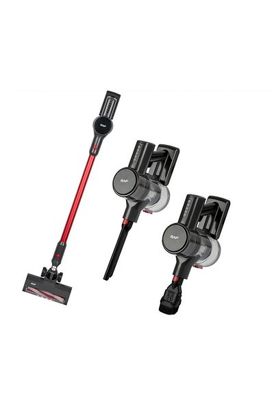divendi-ro Cordless and bagless vacuum cleaner, RAF R8675, 120 W, with 4 attachments, HEPA filter, Black-red