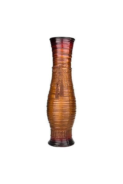 OEM Ceramic Vase with Stripes and Bow 19x60 Brown M1