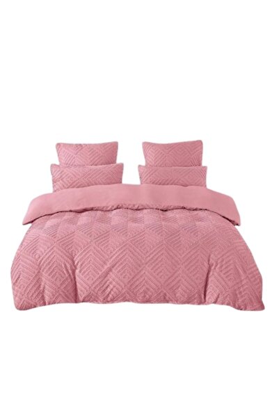 OEM Bed Linen Set, Grofat Romburi Design, Uni, Finet, 6 Pieces, 230x250cm, Plamaniu