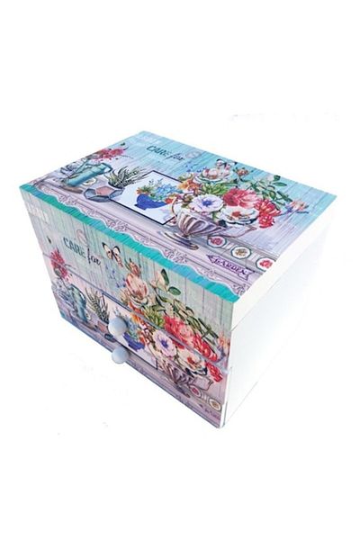 OEM Wooden Musical Jewelry Box with 2 Drawers and Mirror, Model 3, 18x12cm