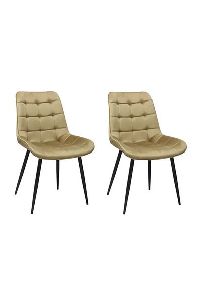 Casafun Set 2 scaune Comfort Style, cadru lemn, stofa catifea, picioare metal negru, living, HoReCa, cafenea