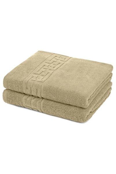 OEM Set 2 face towels, Cotton, 500g/m², 50x90cm, Cream