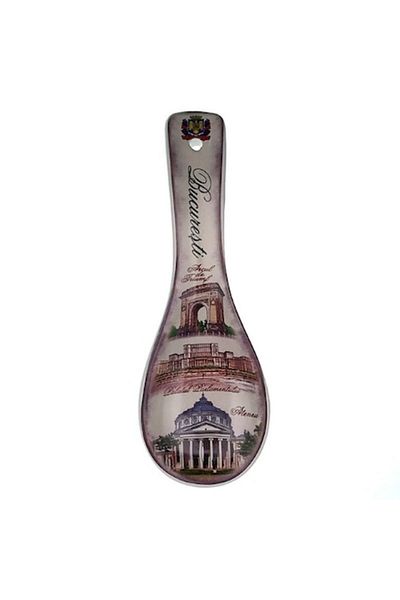 OEM Spoon Holder, Ceramic, Bucharest Message, 9x27cm, Multicolor