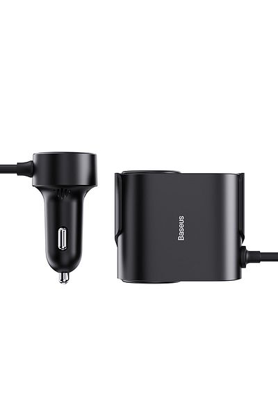 Baseus Ładowarka 2x gniazdo zapalniczki Adapter High Efficiency Pro USB-A USB-C 30W - czarny