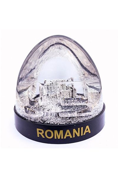 OEM Plastic globe with liquid, with the Palace of Parliament, silver, 9x18cm