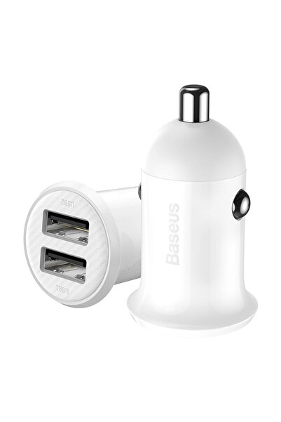 Baseus Încărcător auto Grain Pro 2x USB 4.8A alb pentru brichetă