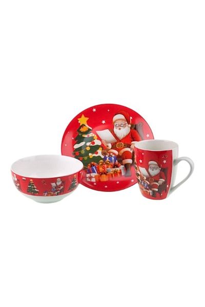 OEM Ceramic Set: Mug, Bowl, and Plate with Christmas Images