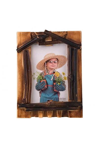 OEM Ramă foto din lemn cu crengi, în formă de casă, 16x21 cm