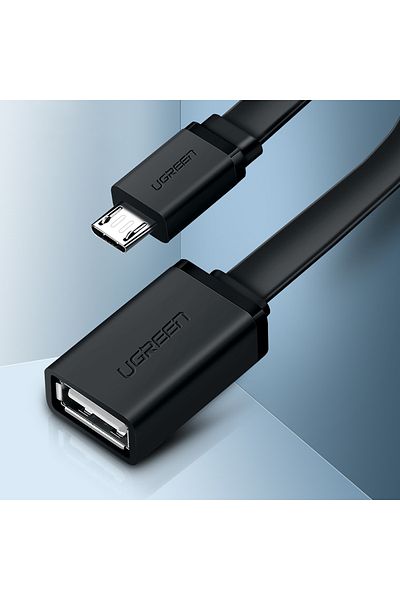 Ugreen Przejściówka adapter micro USB (męski) - USB-A (żeński) OTG płaski 0.15m - czarny